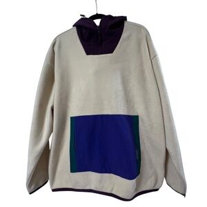 ASOS Design Men’s Color Block Cream, Purple, Green, & Blue Hoodie-Size L